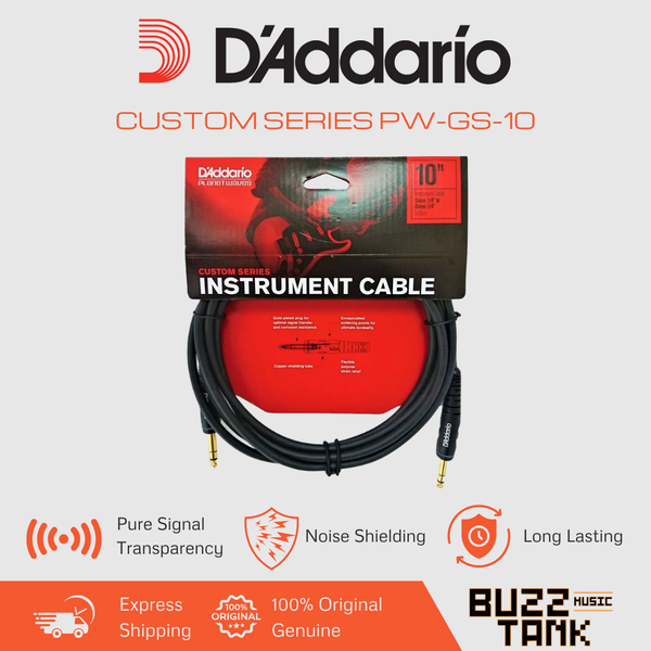 D'Addario PW-GS-10 Custom Series Instrument Cable, 10ft