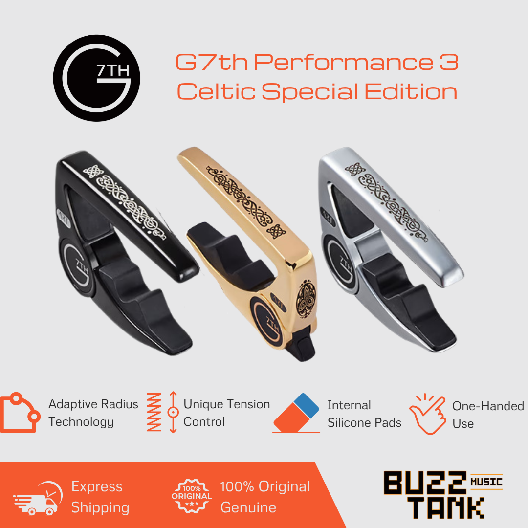 G7th G7 Performance 3 Celtic Gold Silver Black Special Edition Guitar Capo - Steel String