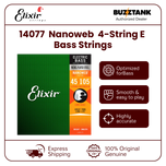 Elixir 14077 Nanoweb Medium Long Scale 4-String Electric Bass Strings 45-105