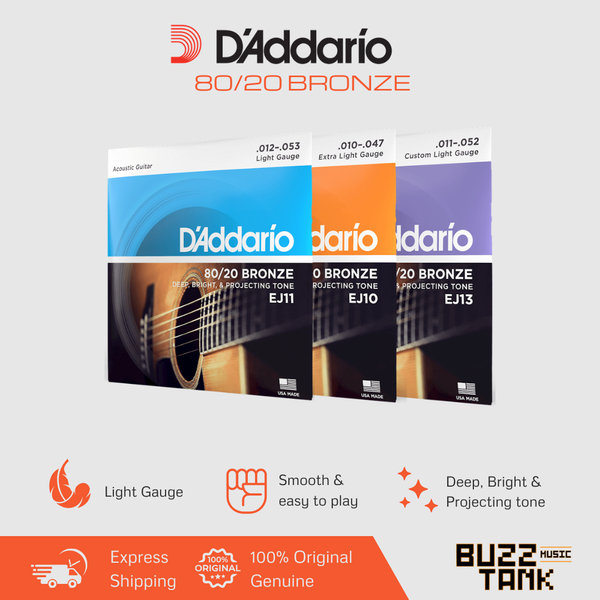 D'Addario EJ10 EJ11 EJ12 EJ13 80/20 Bronze Acoustic Guitar Strings