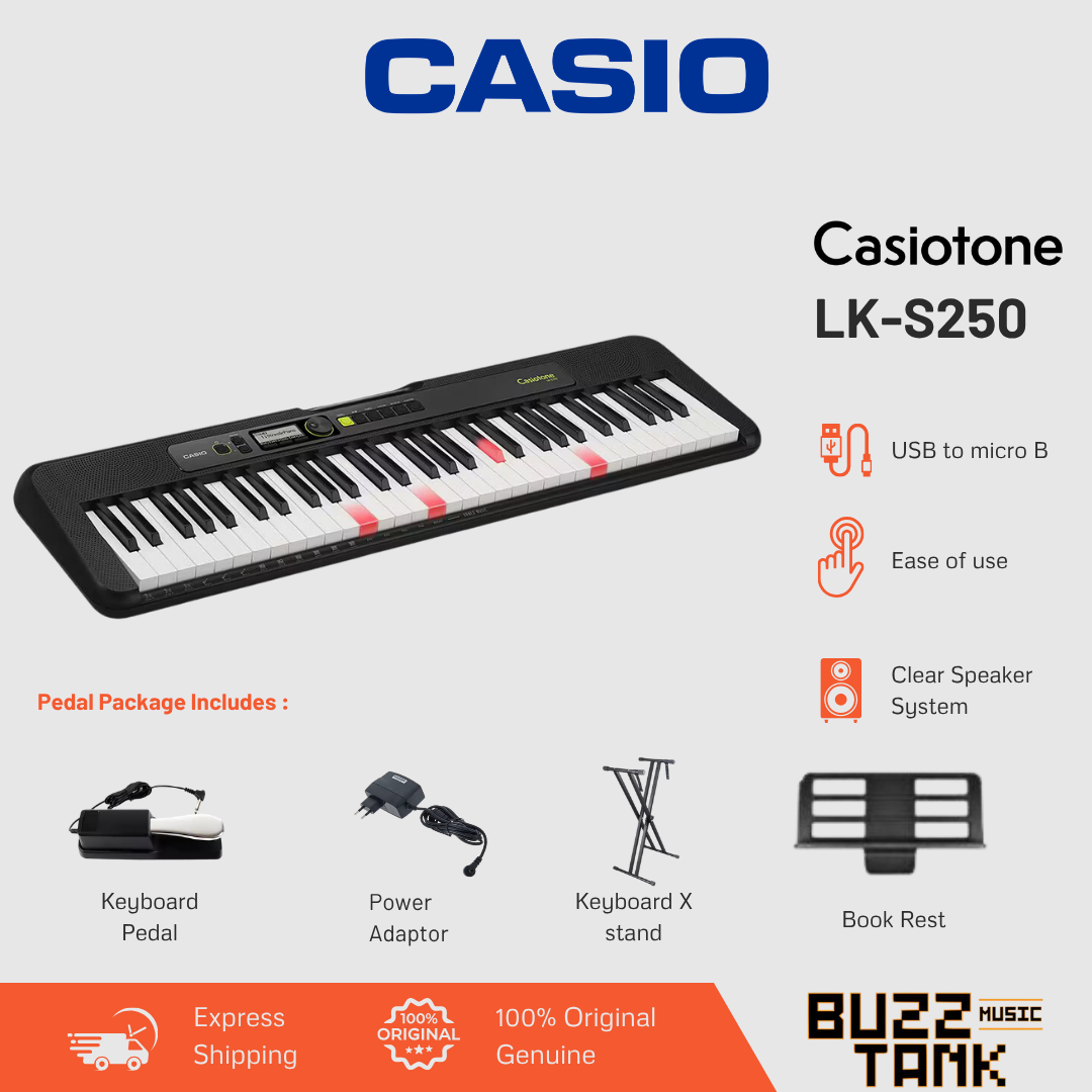 Casio LK-S250 61-Key Casiotone Portable Keyboard, Black