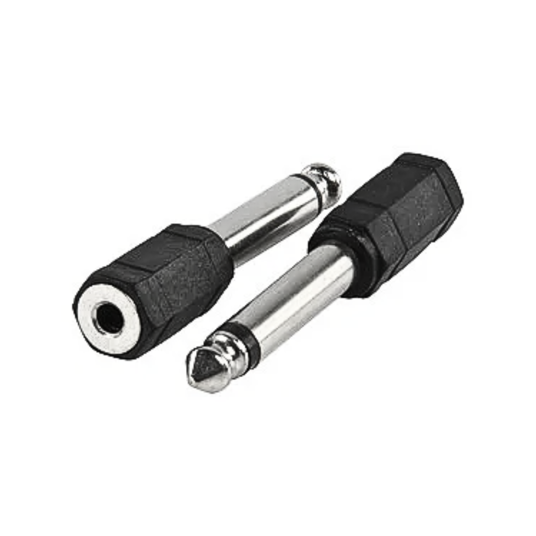 Audio Jack Adapter Converters between 3.5mm (1/8') Plug and 6.35mm (1/4') - Mono or Stereo, Regular or Gold