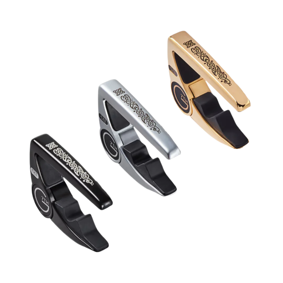 G7th G7 Performance 3 Celtic Gold Silver Black Special Edition Guitar Capo - Steel String