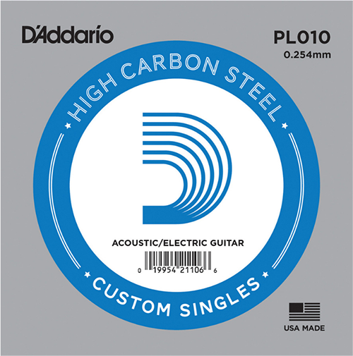 D'Addario PL009 Plain Steel Singles, PL010 Plain Steel Singles