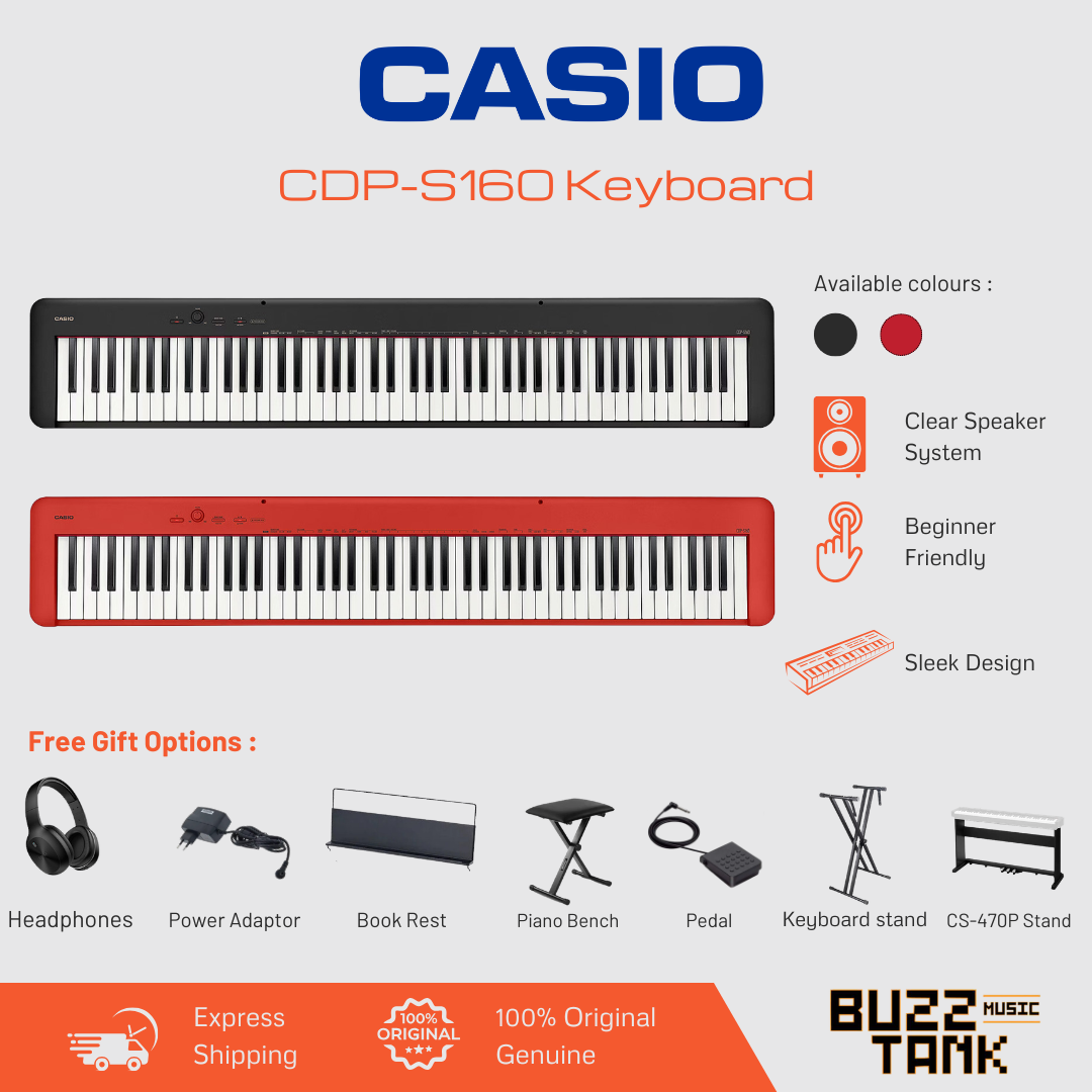 Casio CDP-S160 88-Key Digital Piano - Black or Red , Portable/Full Set/EDU Set