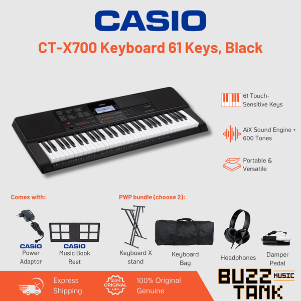 Casio CT-X700 Casiotone 61-Key Portable Keyboard, Black