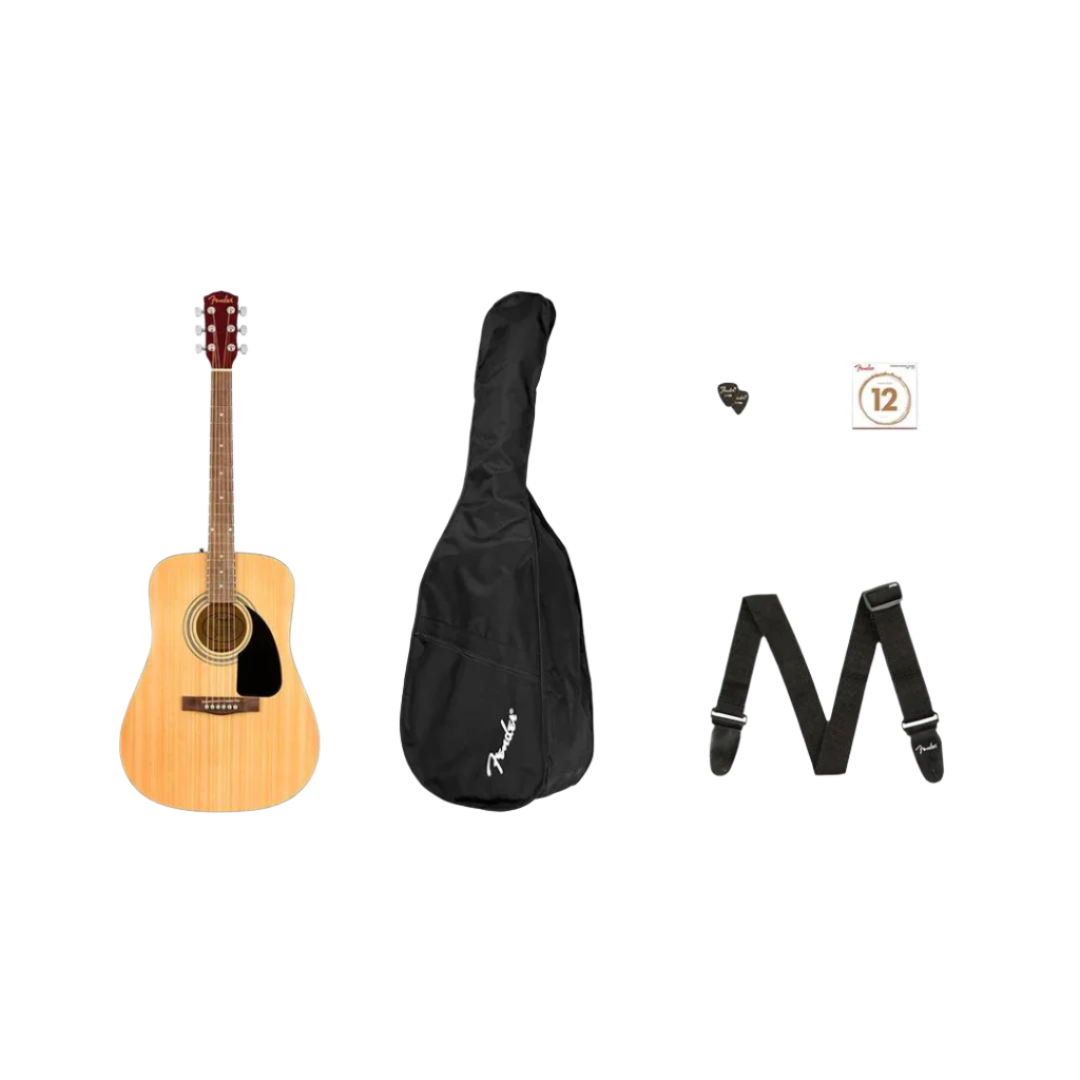 Fender FA-115 Dreadnought Guitar Pack V2, Walnut FB, Natural