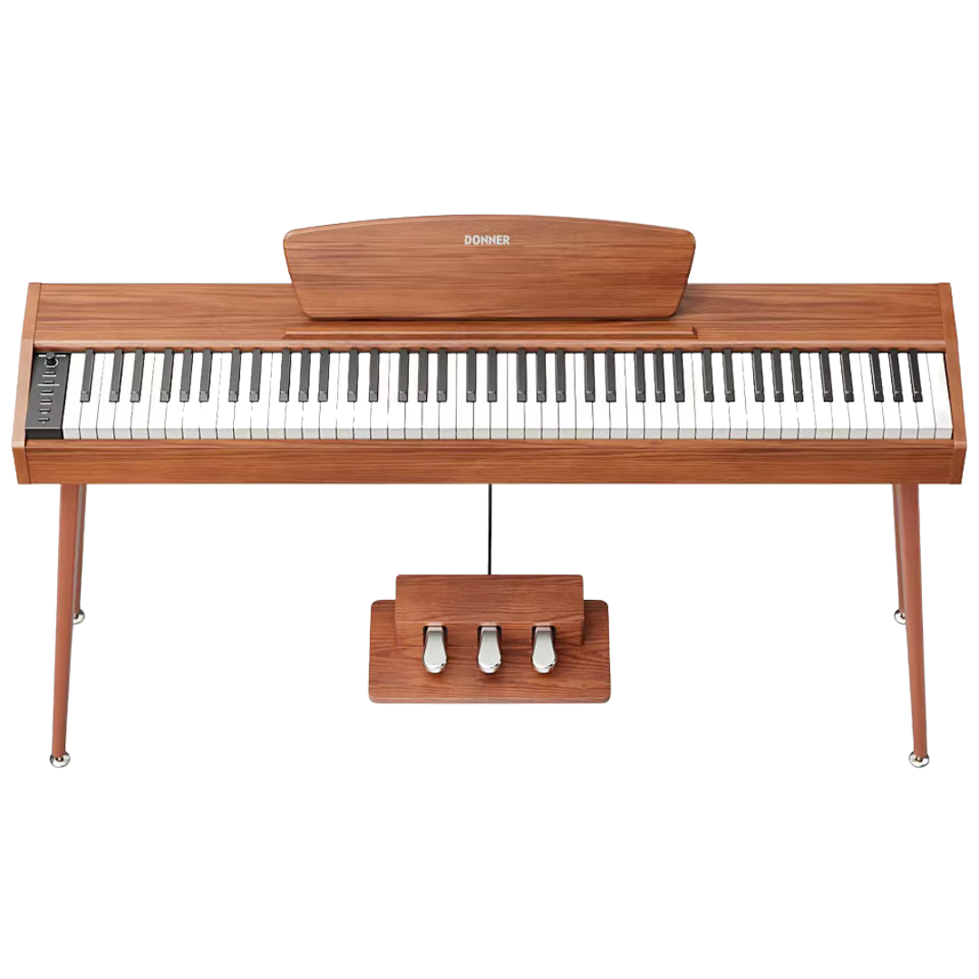 Donner DHP-100 PRO Digital Piano, Walnut, Wood or Beige - 88-Key, Velocity Sensitive, Immersive Sound, Elegant