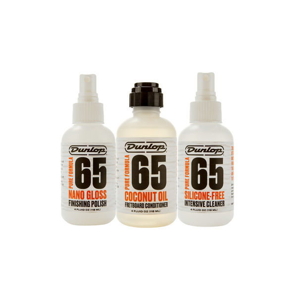 Jim Dunlop Pure Formula Intense Cleaner 6644 / 6604 Nano Gloss Finishing Polish/ 6634 Coconut Oil Fretboard Conditioner