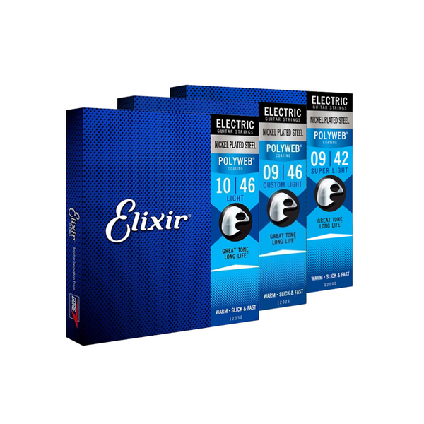 Elixir Polyweb Electric Guitar Strings Nickel Plated Steel 9/10 Gauge 12000 12050 12025