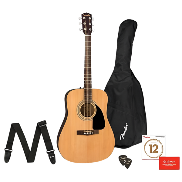 Fender FA-115 Dreadnought Guitar Pack V2, Walnut FB, Natural