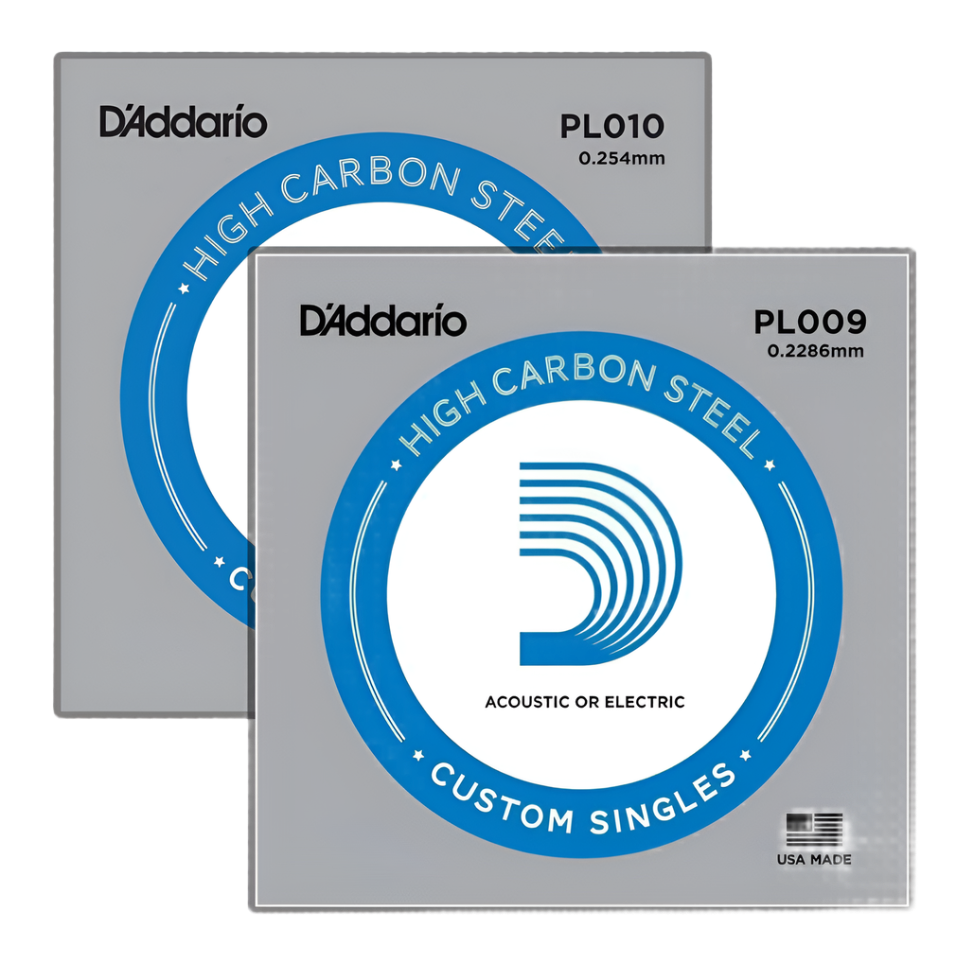 D'Addario PL009 Plain Steel Singles, PL010 Plain Steel Singles