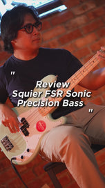 Squier FSR Sonic Precision Bass Guitar w/White Pickguard, Maple FB, Surf Green