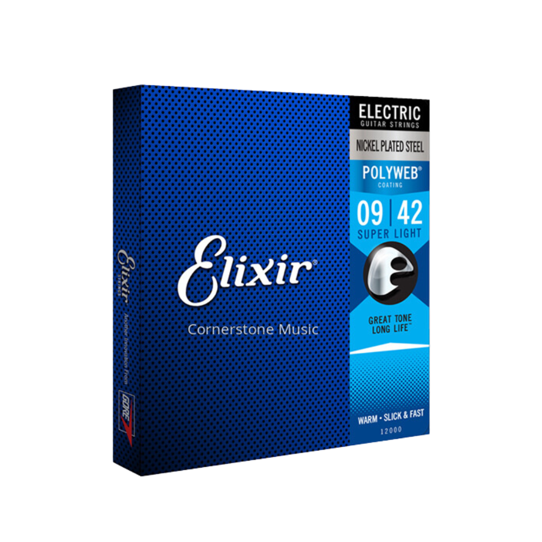 Elixir Polyweb Electric Guitar Strings Nickel Plated Steel 9/10 Gauge 12000 12050 12025